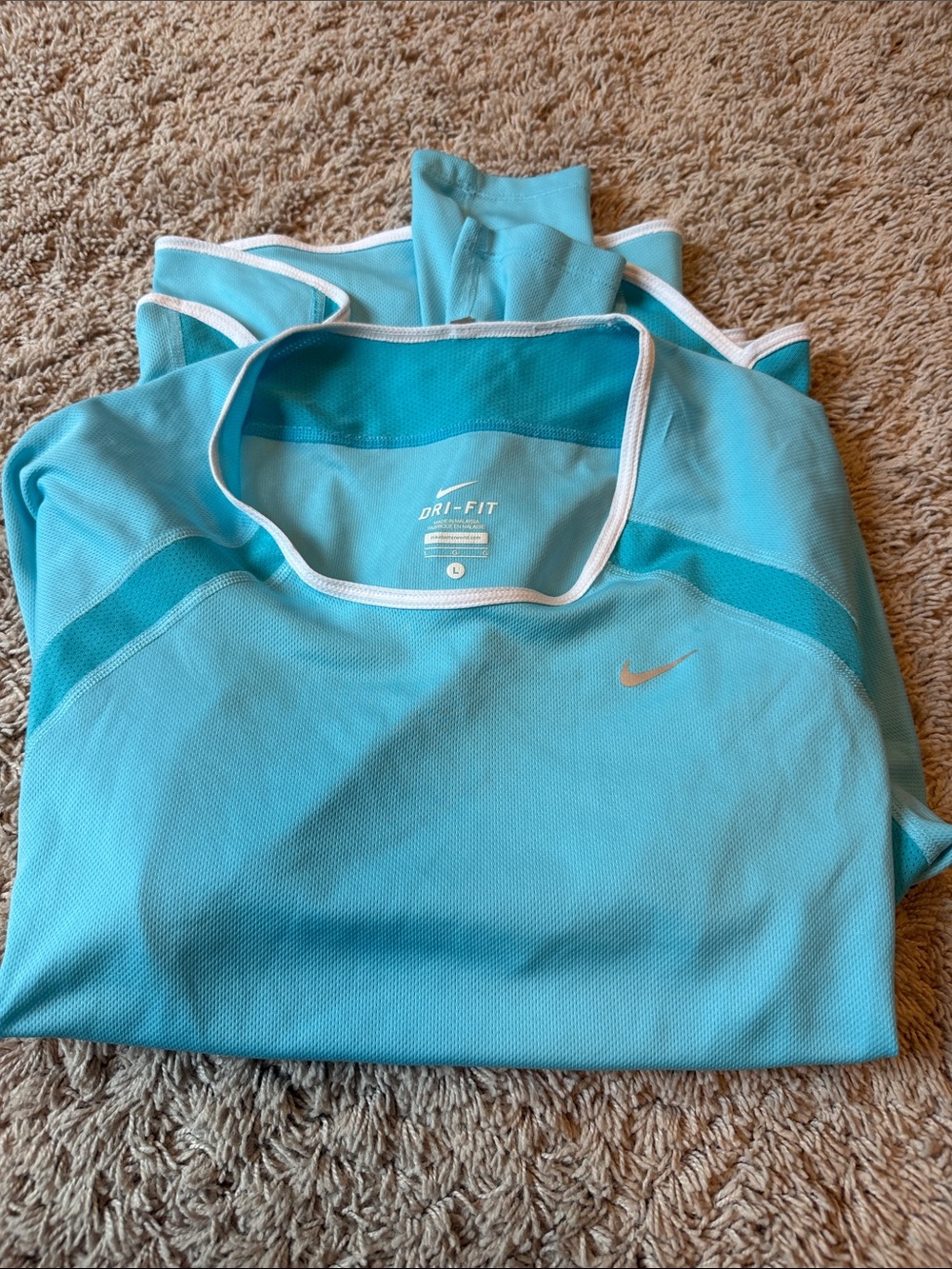 Nike Light Blue Dri-FIT Performance Top with White Trim